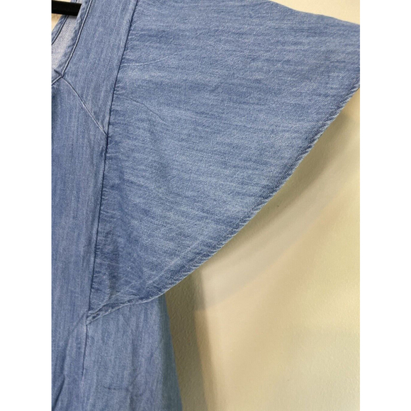 Old Navy Womens Flutter Sleeve Jean Blouse Top Size 4X New Flowy Tie Back Denim - Picture 4 of 9